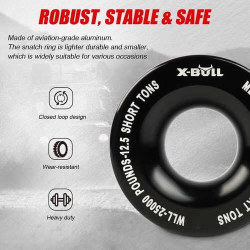 X-BULL Soft Shackle Synthetic Rope Recovery Snatch Ring Block Pulley 50000LBS - Picture 4 of 11