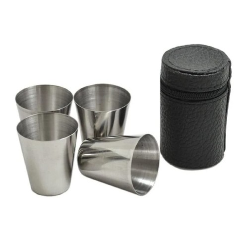 2 Ounce (60ml) Stainless Steel Shot Cups Shot Glass Drinking Vessel Set of 4 - Picture 2 of 7