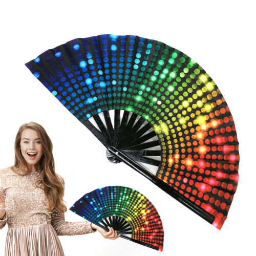 Rainbow Fan Pride Fan And Rave Fan Large Folding Fan For Raves, Halloween