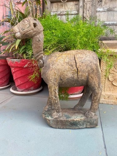 1700's Old Antique Wooden Hand Carved Rare Camel Figurine 18" Statue Home Decor - Picture 2 of 16