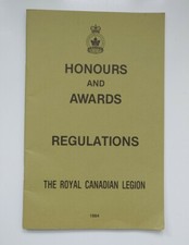 Booklet Royal Canadian Legion 1985 Honours And Awards Regulations