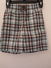 Gymboree Shorts Aqua and Brown Plaid Elastic Waist Boys Size 6 NEW