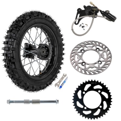 80/100-12 Rear Wheel Tire Rim Brake Assembly fit Dirt Bike Apollo SSR KX65 140cc