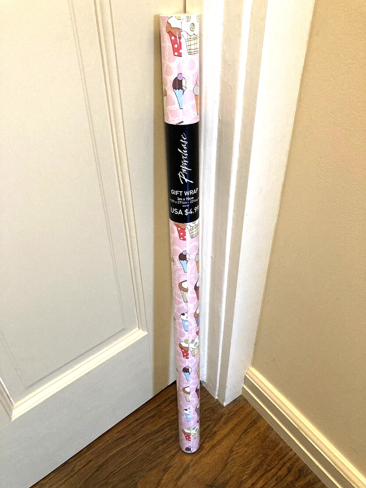 Papel de embrulho Paperchase CUPCAKE rolo de embrulho para presente 22,5 pés quadrados Itália 27,5"x10' NOVO - Imagem 3 de 4