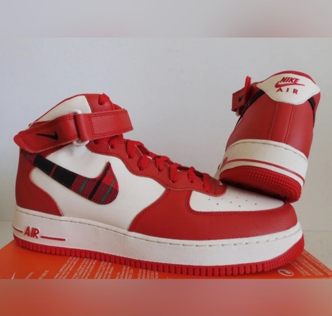 【NIKE】AIR FORCE 1 MID '07 LX DV0792-101 Nike Air Force 1 Mid 07 LX Plaid Cream Red Ivory Men AF1