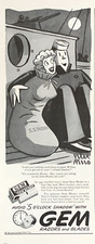 Gem Razors & Blades American Safety-Razor Corp. WWII Vintage Print Ad 1944 #1637