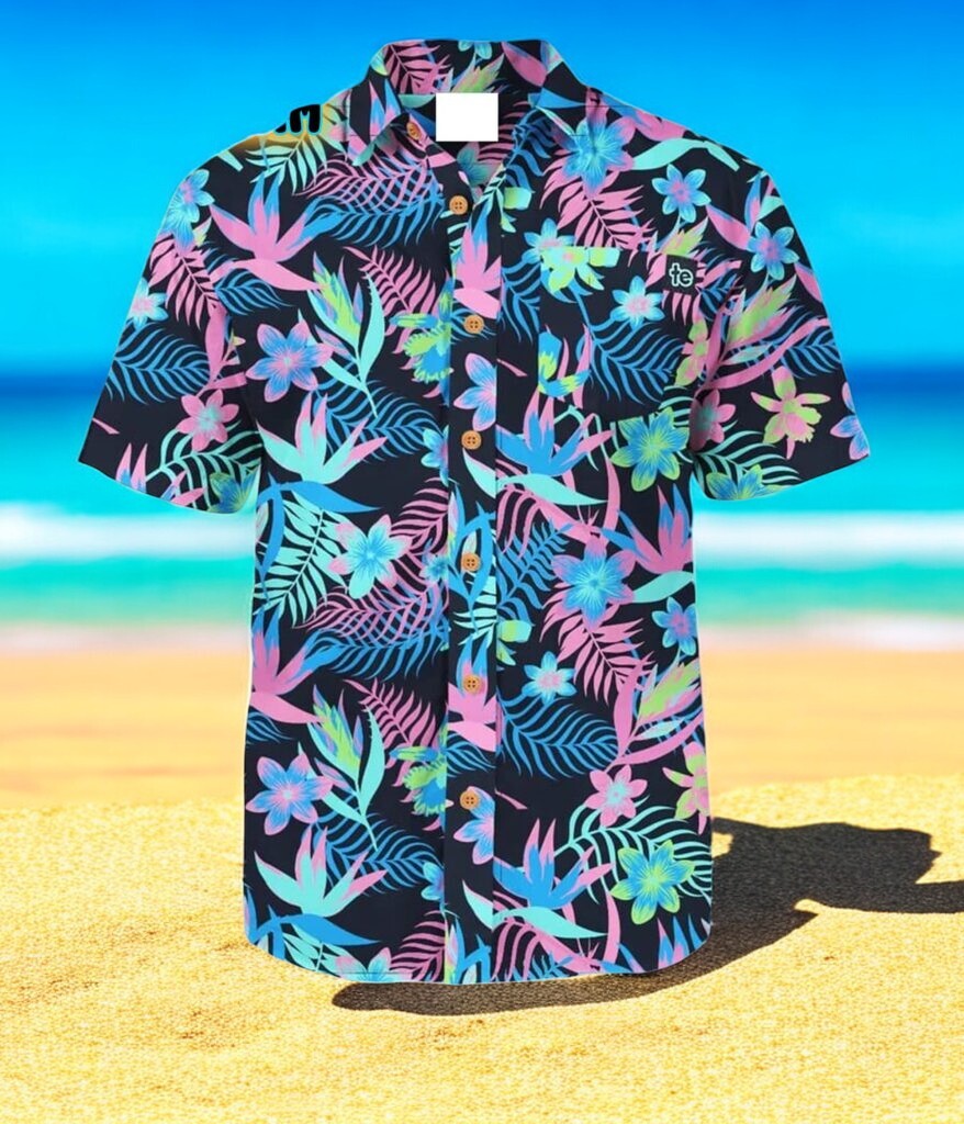 Black Tropical Flora Summer Hawaiian Shirt For Men US Size Summer Style New