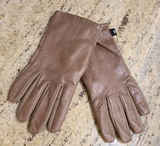 VINTAGE Aris One Size Soft Brown Leather Stretch Gloves Lined Warm Winter 9"
