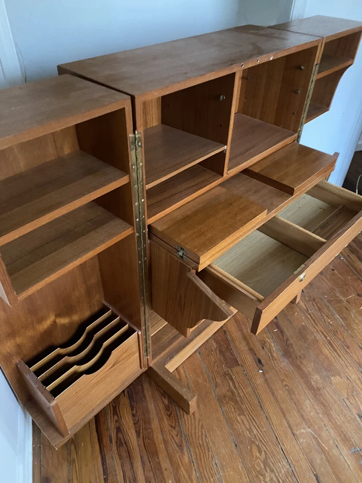 Caixa de teca moderna dinamarquesa meados do século Wooton mesa mesa arquivo armário organizador - Imagem 2 de 4