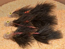 3ct Sex Dungeon Black Dual Hook Streamer Fly  - 3 Pack - Size #2