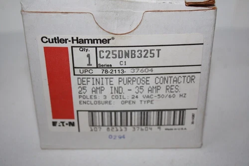CUTLER-HAMMER EATON DEFINITE PURPOSE CONTACTOR #C25DNB325T NIB