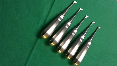 5 O.R GRADE CRYER RIGHT ROOT ELEVATORS DENTAL Instruments W/ Gold Handle