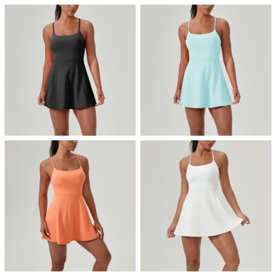 Damen Sport Rock Fitness Schnelltrocknend Atmungsaktiv Einteiler Schlupfkleid