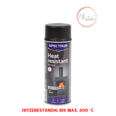 Spectrum Hitzebeständige Sprühfarbe bis 800 °C | Pefekt für Öfen | Schwarz Matt
