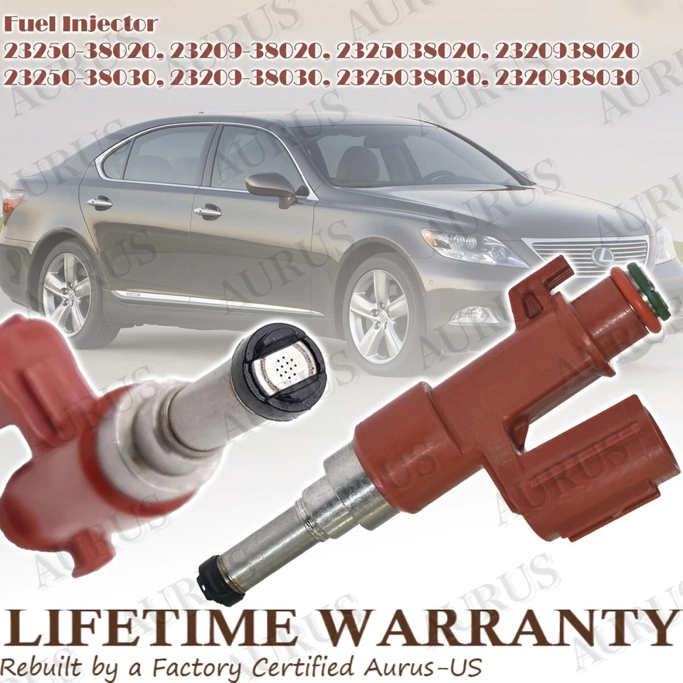 Injetor de combustível x8 OEM DENSO para 2007-2009 Lexus GS460 LS460 LS600 23250-38020 4.6 - Imagem 3 de 4