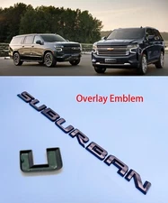 1x Gloss Black Door Rear Suburban Overlay Emblem letter 2021+ Chevrolet Suburban