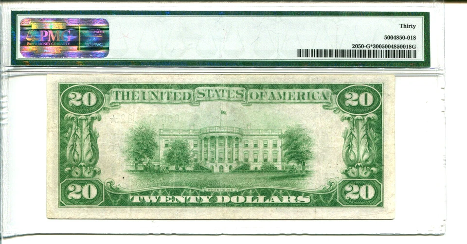 Fr 2050-G* STAR 1928 $20 Federal Reserve 30 VERY FINE - Image 2 of 2