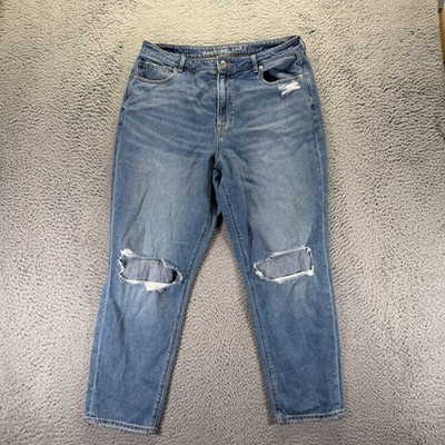 American Eagle Outfitters Jeans Womens 16 Blue Cotton Denim Mom Faded Distressed