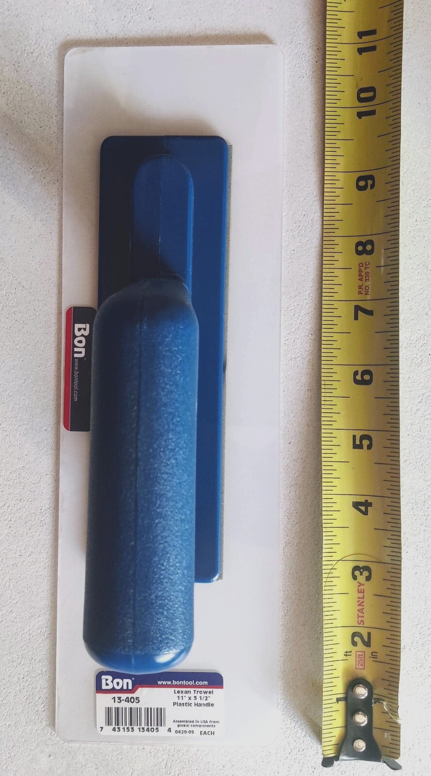 NEW Bon Tool 13-405 Lexan Finishing Trowel 3.5x11" Plastic Handle Concrete
