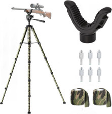 74" Adjustable Rifle Tripod Stand, Aluminum Shooting Tripod with V Yoke Gun Rest