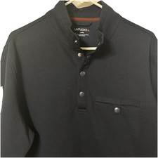 UNTUCKit Sweater Mens Size Large 1/4 Snap Pocket Long Sleeve Pullover Navy Blue