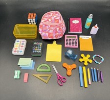Our Generation 18  Doll SCHOOL SUPPLIES Lot of 28 Backpack  Working Calculator