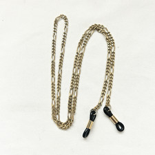 Vintage Gold Tone Figaro Chain Eyeglass Lanyard Eyeglass Holder 27 Inch Nice