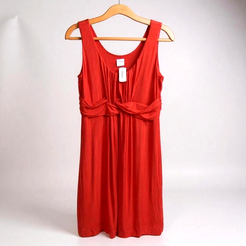Soma Soft Jersey Knit Dress Size L Red Sleeveless Twist Front Womens New Tag