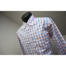 J.Crew Offshore Performance Dress Shirt Mens Medium Blue Orange Plaid Excellent
