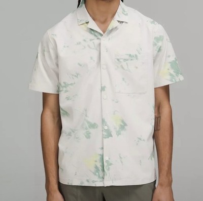 Lululemon Airing Easy Camp Collar Shirt Size Large Ventlight Mesh Abstract Print