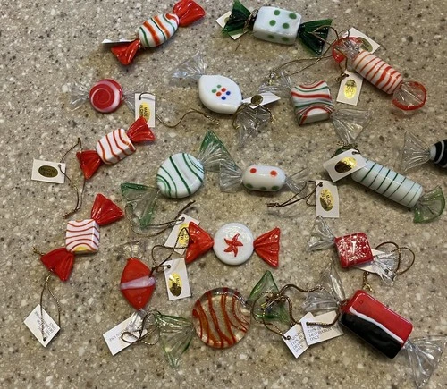 LOT of 17 Vintage Murano Style Art Glass Wrapped Candy Pieces No Chips