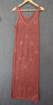 Codigo Crochet Long Knit Dress Color Coral Size M