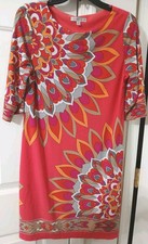 Sandra Darren Dress Womens Orange Retro Hippie Bohemian Geometric Sz 6