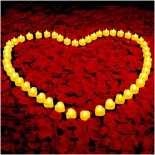 3000 Pcs Artificial Rose Petals With 48 Pcs Heart Flameless Candles Battery Led