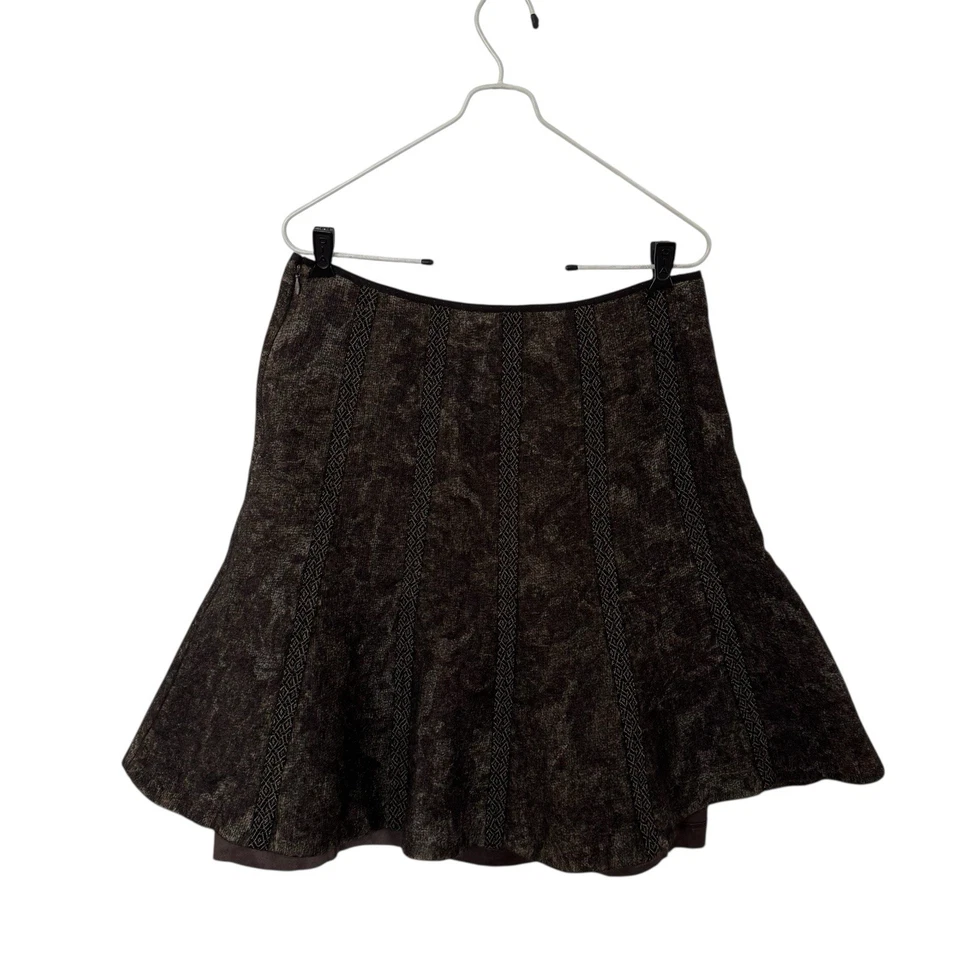 Falda Acampanada De Lana Plisada Marrón De Colección Elie Tahari S/M Forrada con Cremallera Lateral Usada en Excelente Condición Foto 2 de 4