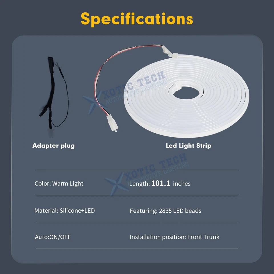 101.1英寸Frunk Atmosphere Strip柔性暖LED灯适用于特斯拉Model S 18-2020 — 第 2/4 张图片