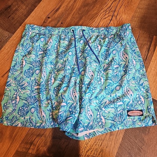 Vineyard Vines Men's Swim Trunks XL Seahorse print blue preppy swim shorts