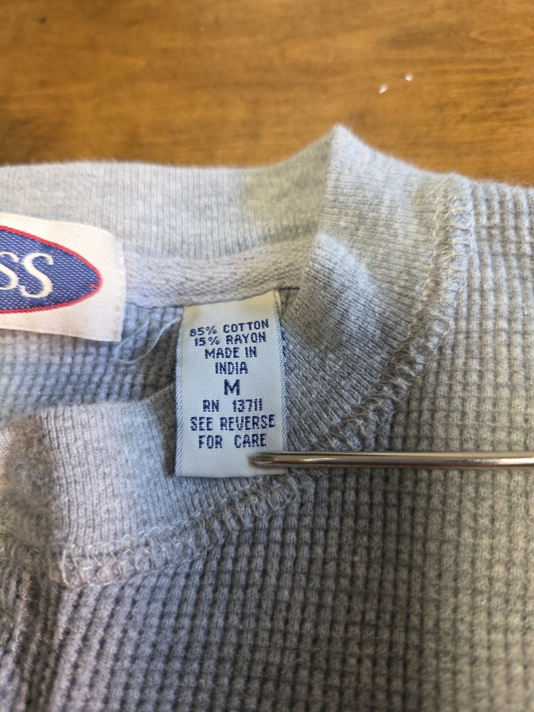 Vtg 90s Express Waffle Knit Henley Shirt Grey Boxy Boyfriend Fit Size Medium image 4