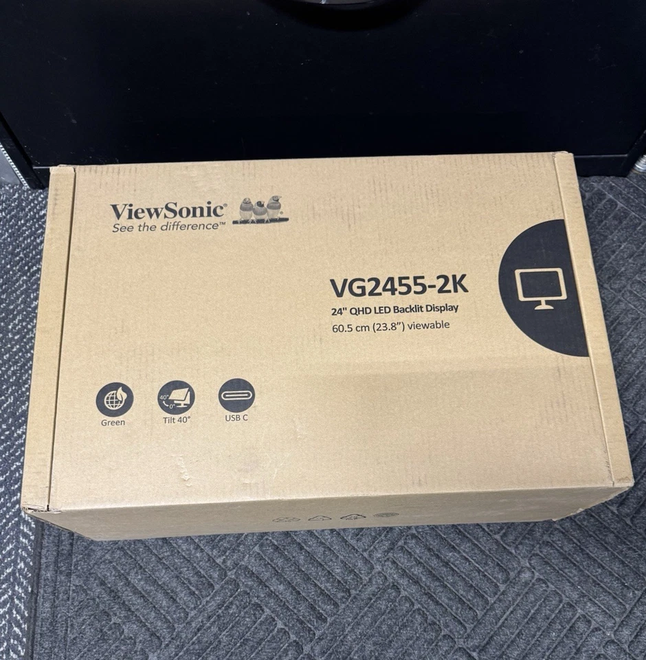 ViewSonic VG2455-2K 24" QHD LED Backlit Display 40 Grad Neigbar Open Box