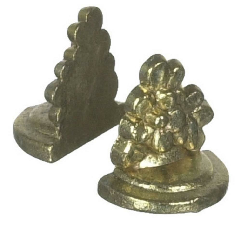 Dolls House Gold Brass Bookends Miniature Bookcase Study Metal Accessory