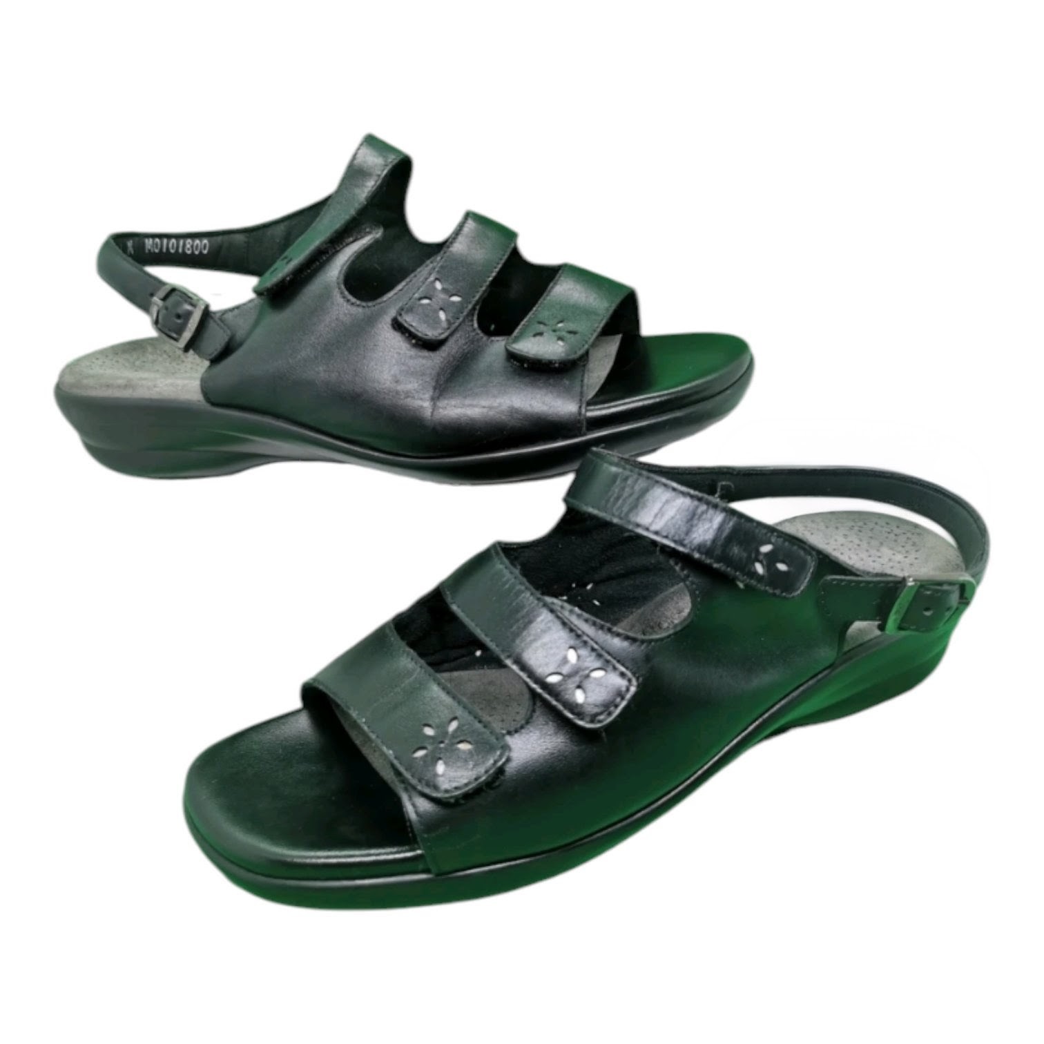 SAS Quatro Slingback Sandals Black Leather Tripad Comfort Women’s Sz 10.5 W NEW
