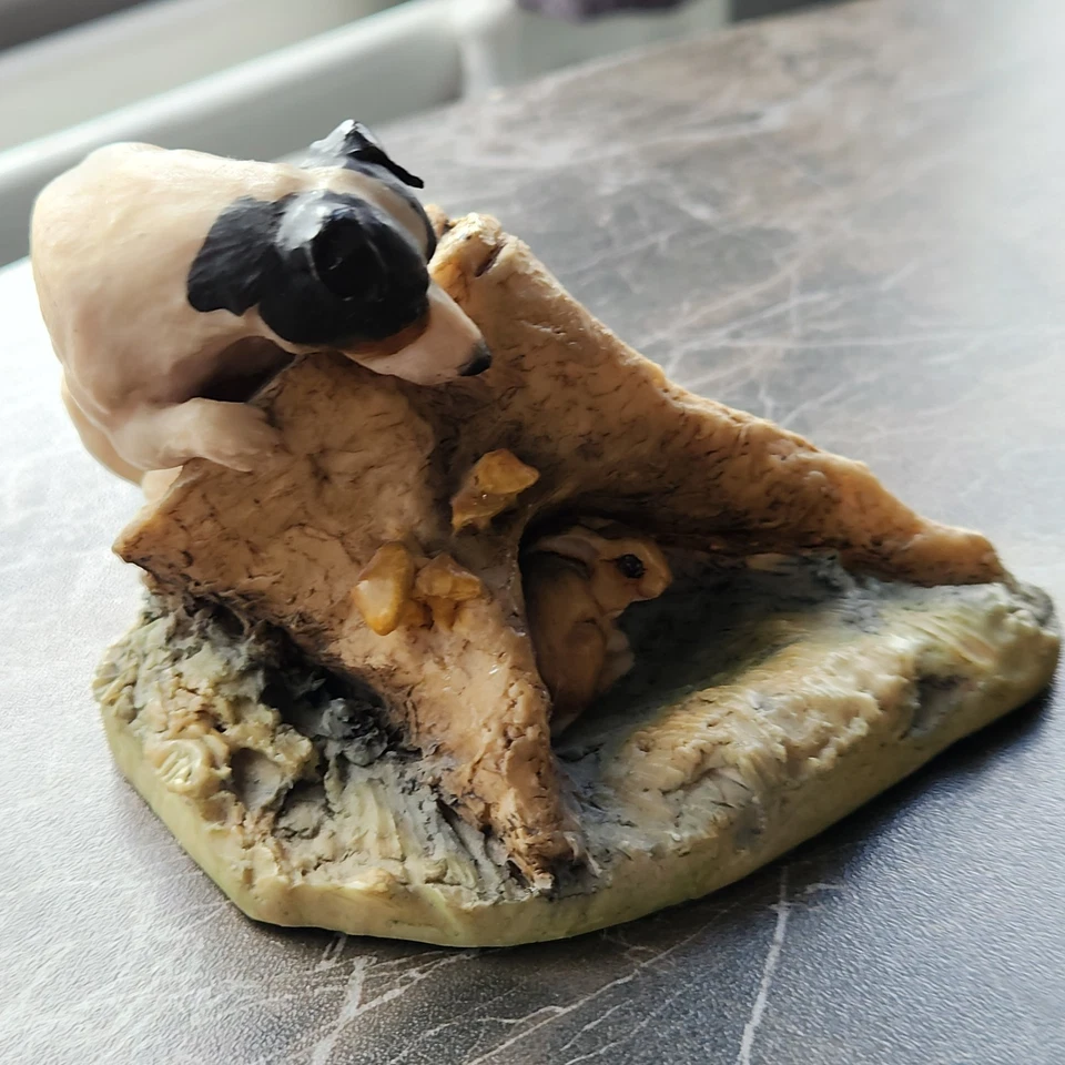 Border Fine Arts Terrier Chasing a Rabbit Figurine Vintage 1979 by Anne Wall - Image 2 of 4