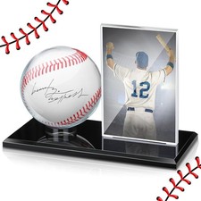 Baseball Display Case for Ball and Cards Clear Base Ball Holder Ring Stand Set