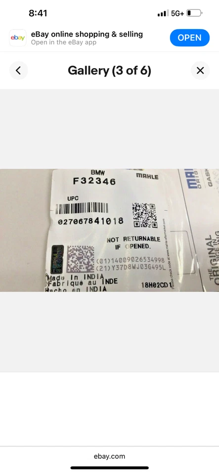 Nuevo 06-10 BMW Tubo de escape Brida Junta Sello MAHLE F32346 Foto 2 de 2