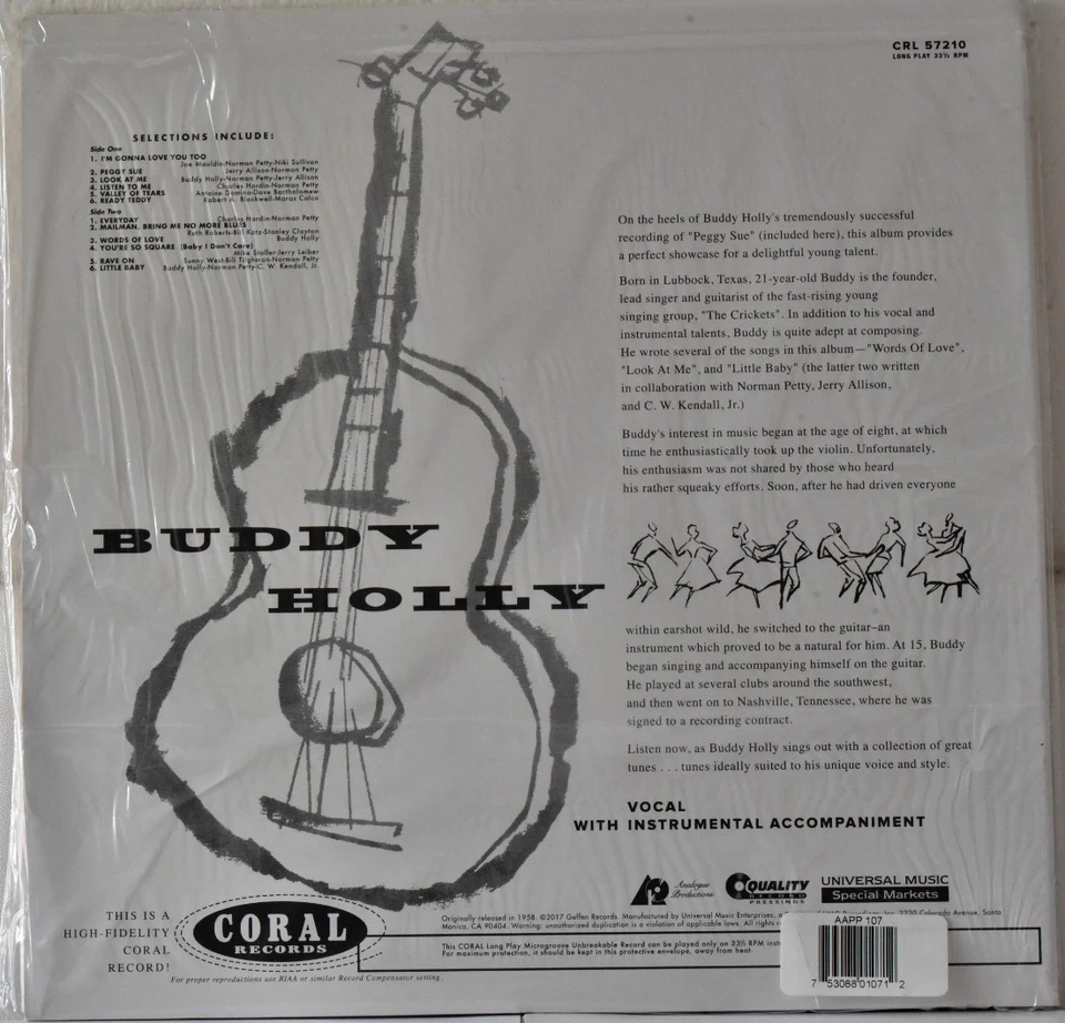 ANALOGUE PRODUCTIONS APP 107 USA BUDDY HOLLY "S/T"  180g 33rpm GATEFOLD MONO SS - Image 2 of 2