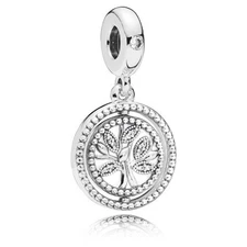 Pandora Spinning Tree Of Life Dangle Charm 797786CZ With Gift Box 