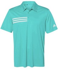 ADIDAS Mens 3 Stripe Chest DRI FIT Golf Polo Shirt Aqua Size Medium NEW A324
