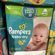 Pampers Baby Dry Size 1 Disposable Diapers 252 Count White Unisex