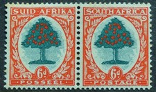 South Africa 1946 6d pair Die III SG 61d Mint hinged cat £20