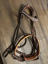 Horse Tack - Leather Padded English Bridle Flash Rhinestones 